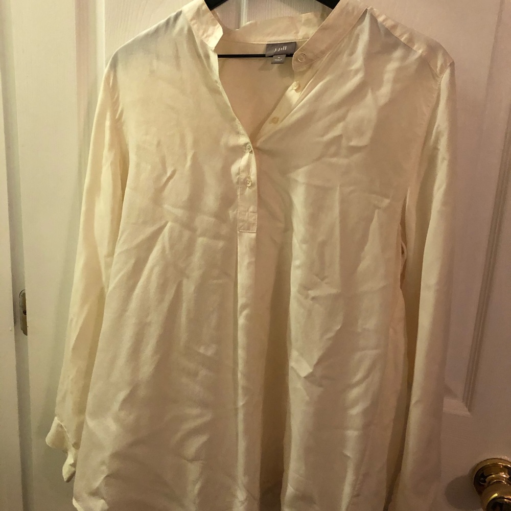 J Jill cream pull over long sleeve blouse